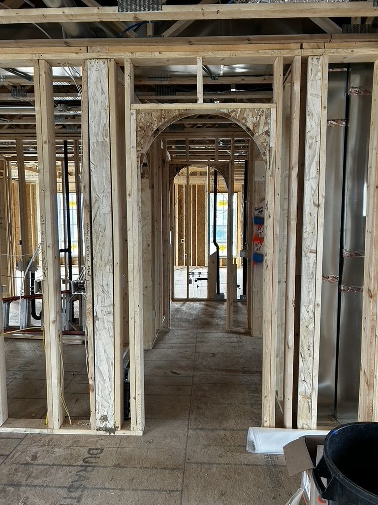 Framing for the arched openings between rooms